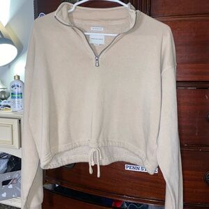 American Eagle Outfitters Women's Tan Quarter-Zip Top